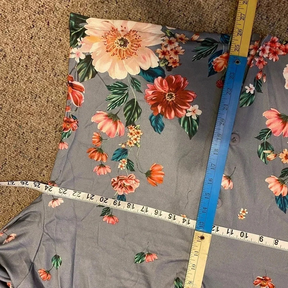 Misslook Boho Floral Print V Neck Cardigan Sweater Women Plus 2XL Stretch V Neck - Picture 2 of 8